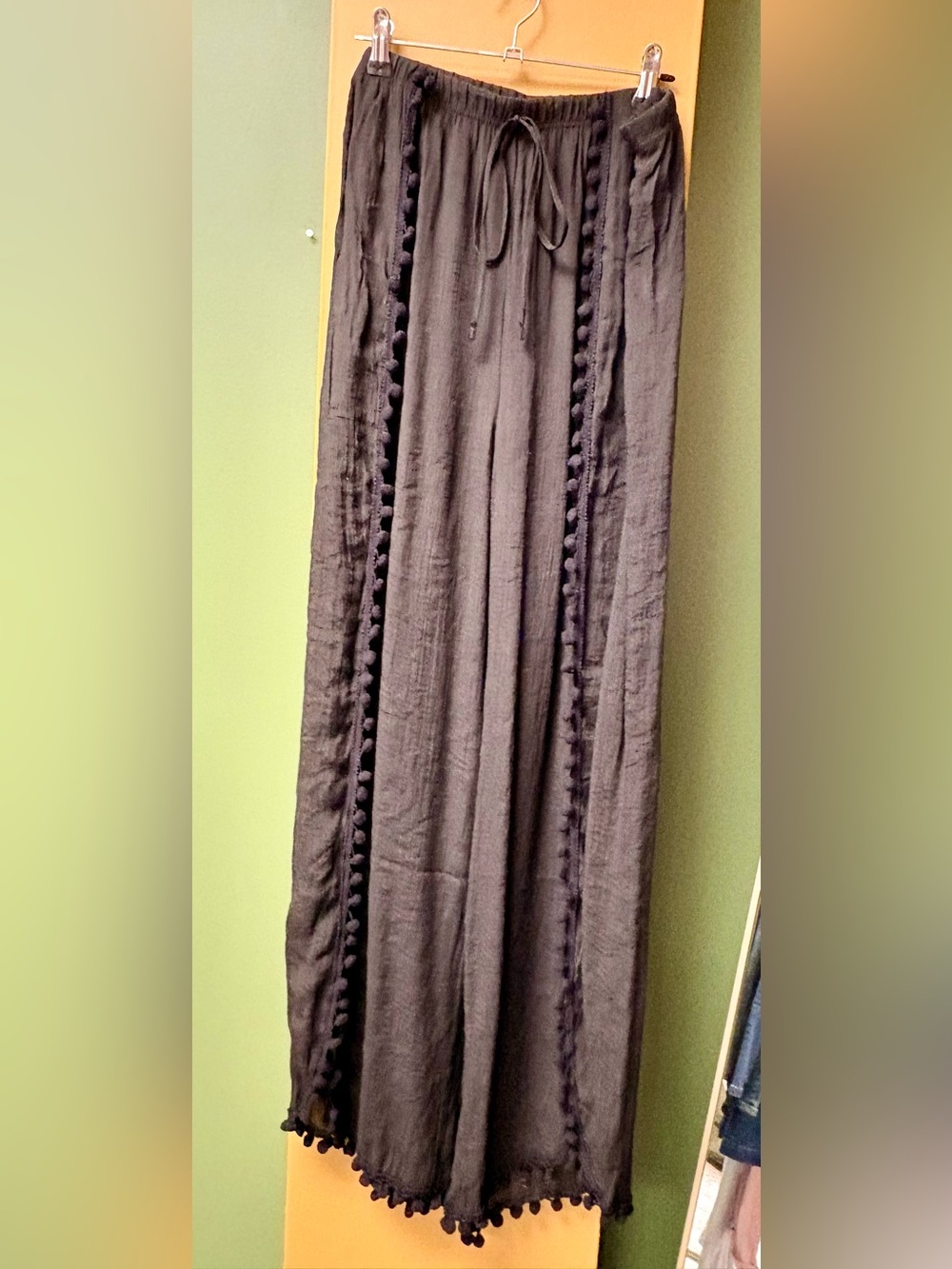 HYFVE Chic Black Pom-Pom Trim Swim Coverup Pants